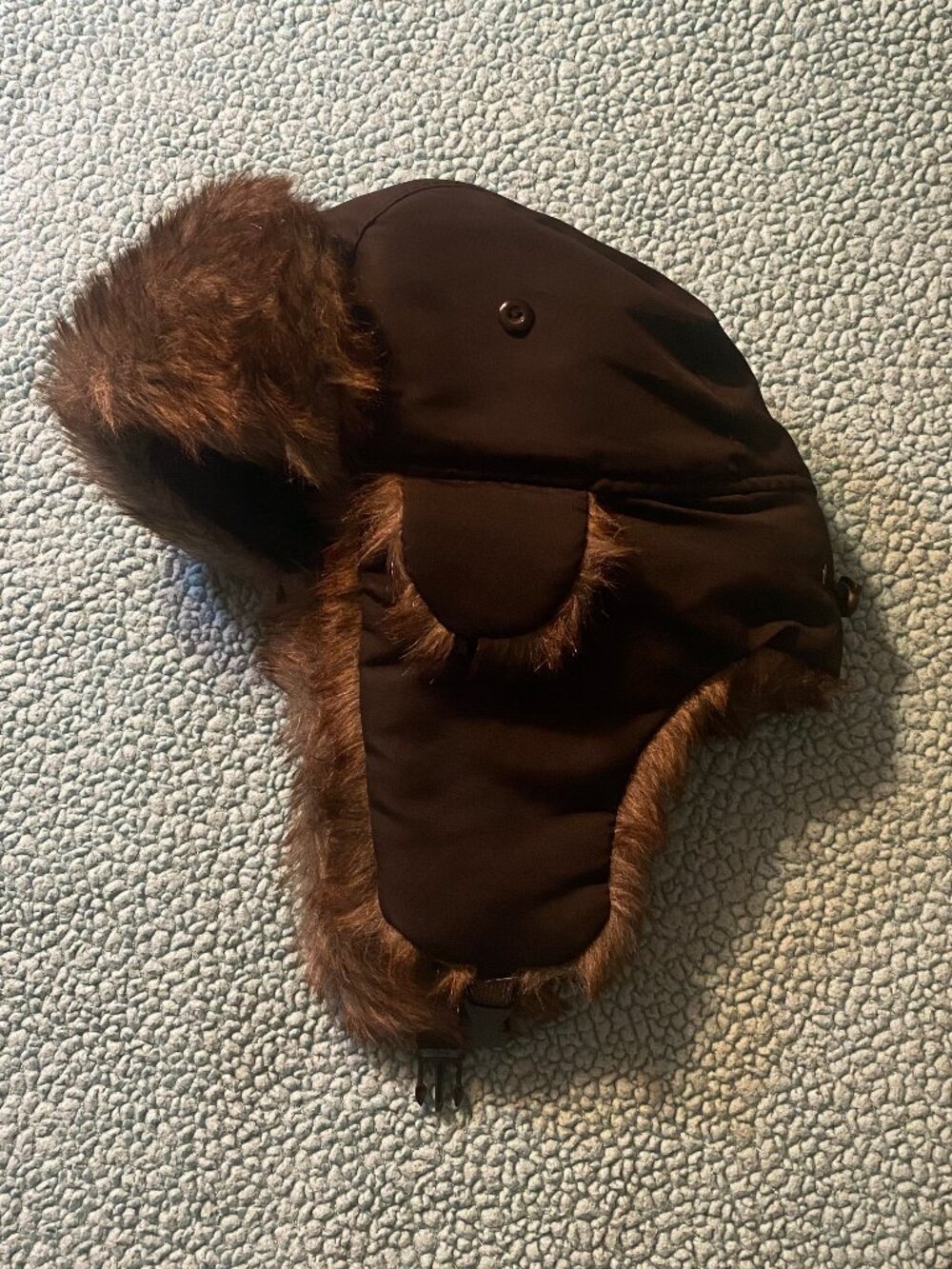 Winter hat with furry ear flaps for adult unisex faux fur trapper